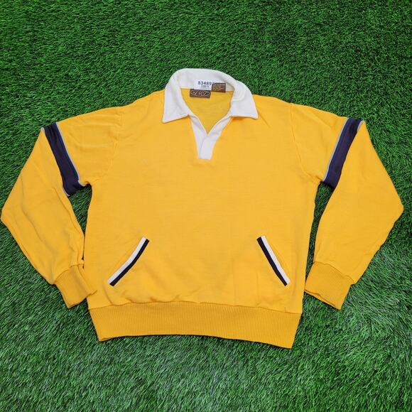 Vintage 90s MOD Collared Sweatshirt Medium 21x23 Crop Baggy - Picture 2 of 12